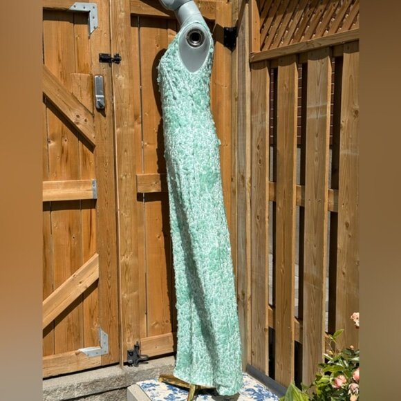 🆕 SIMKHAI 🧿 NWOT Bex Sequined Embellished Maxi Dress, Seafoam Green - Sz US 4 - Picture 7 of 15